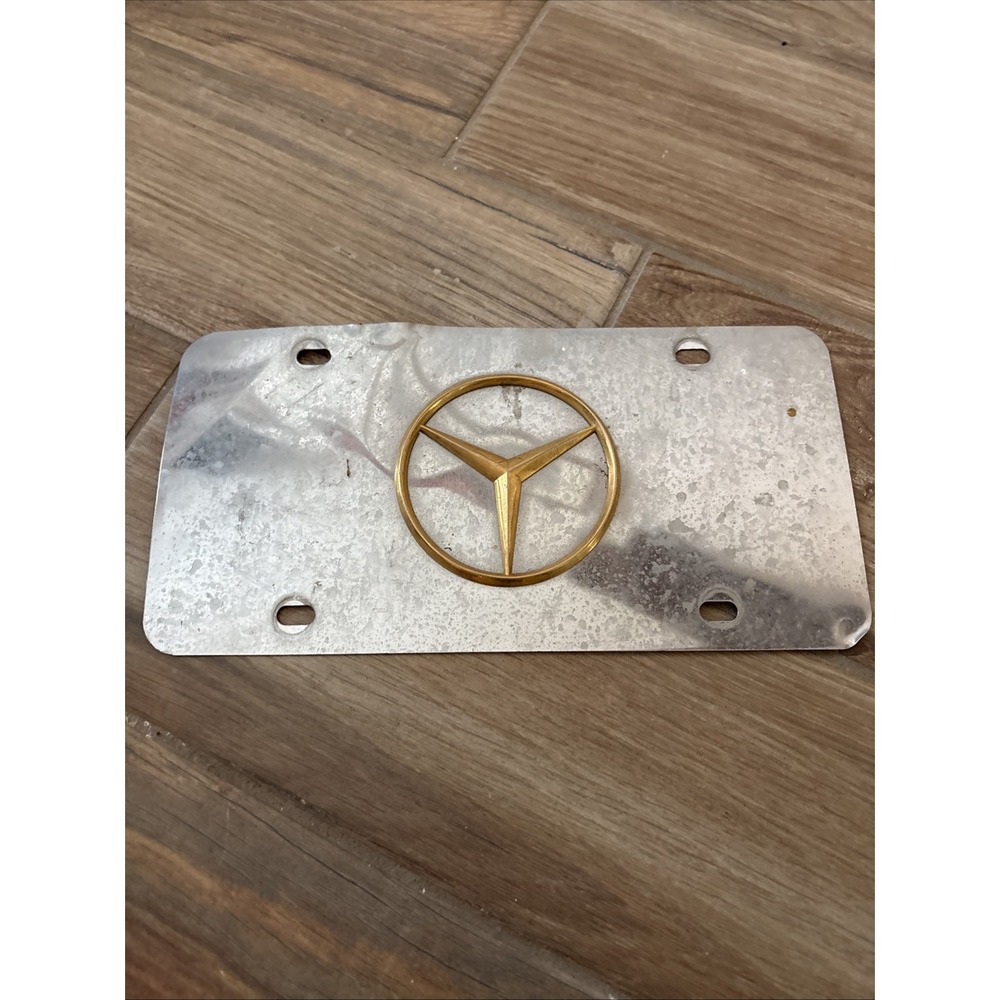 Mercedes Benz Stainless Steel Mirror Reflection Car Flat License Plate Brass
